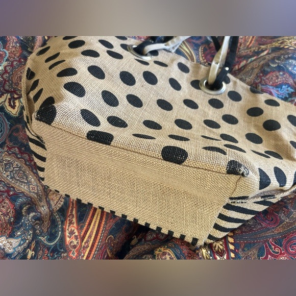 Polka Dot Tote Bag - Black and Tan - Picture 11 of 13